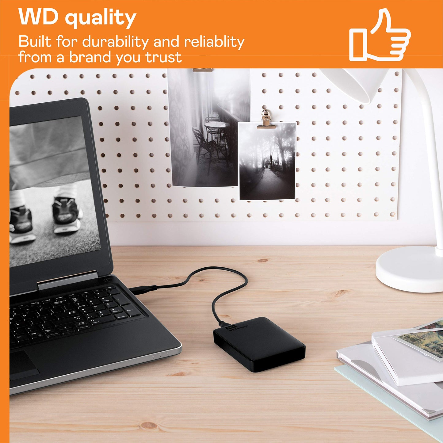 WD Elements Portable external hard drive 2TB (portable storage, USB 3.0 interface, plug-and-play, formatted for Windows) Black