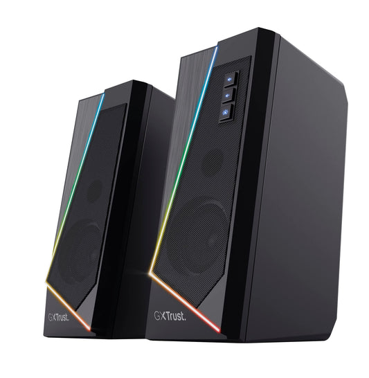 Trust Gaming Speaker for PC GXT 609 Zoxa - Computer Speakers, Speaker set with 6 Different RGB Lighting Modes, Powered by USB, 12W, PC/Laptop, Black
