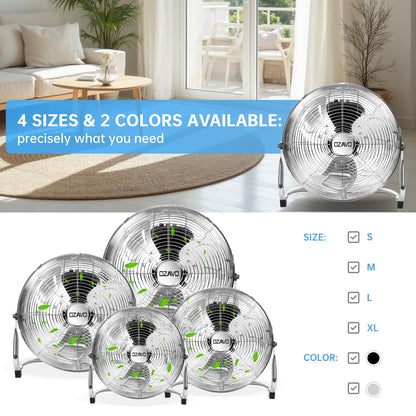 OZAVO pedestal fan, wind machine ⌀45 cm with 3 speeds, floor fan power, table fan metal, air cooler, adjustable tilt angle, 80 W.