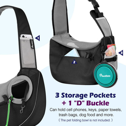 Pawaboo Dog Carrier, Adjustable Pet Carrier Bag, Pet Shoulder Bag for Dogs, Pet Carrier for Pets, Dog Carriers Sling for Outdoor Walk Travel - Large, Black
