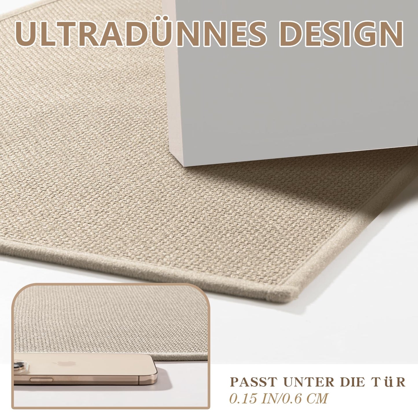 Chakme bathroom mat 43 x 81 cm non-slip bath rug with rubber backing, washable slip-resistant bath mat beige shower mat.