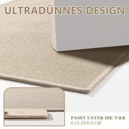 Chakme bathroom mat 43 x 81 cm non-slip bath rug with rubber backing, washable slip-resistant bath mat beige shower mat.
