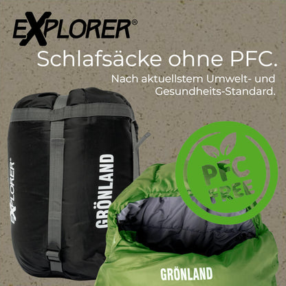 EXPLORER® GREENLAND Sleeping Bag -23°C -5°C [350GSM] 3-4 Seasons Winter Mummy Bag Adult [1900g] 230x82x55cm Zip-Right Dark Green perfect for Outdoor, Camping, Trekking, and Travel.
