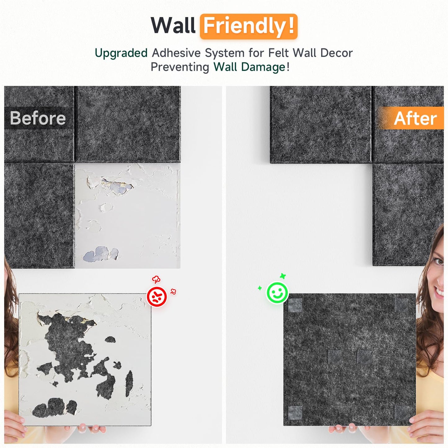 Uoisaiko Large Felt Pin Board for Office: Self-Adhesive Pinboards with 30 Push Pins - 12 Pieces 120x90cm Felt Memo Boards - Bulletin Board Wall Decor for Kitchen