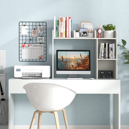 COSTWAY Desk Shelf, Table Shelf with 4 Shelves and Open Compartment, Storage System, Multi-Purpose Desk Organizer for Desk, 94 x 25 x 74 cm (White)