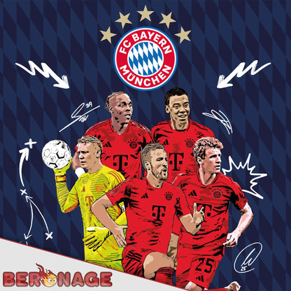 FC Bayern Munich bedding Player 135x200 cm + 80x80 cm 100% cotton flannel record champions Harry Kane, Musiala, Müller Allianz Arena football FCB German size zipper