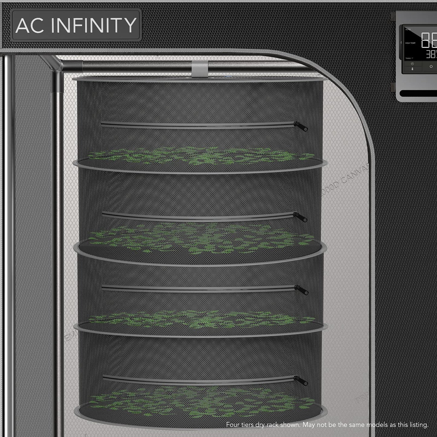 AC Infinity Herb Drying Rack, 6-tiered hanging net for plants, seeds, and buds, 24-inch diameter, fits in greenhouse tents, cabinets, hydroponics.