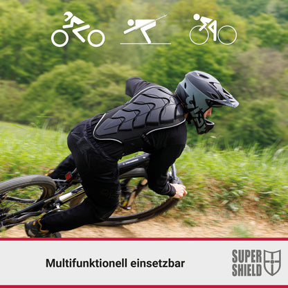 Super Shield 834 back protector for motorcycles, EN certified - Level 2, strap-on back protection, non-slip, lightweight, back protector for ski women, back protector for snowboard men, S
