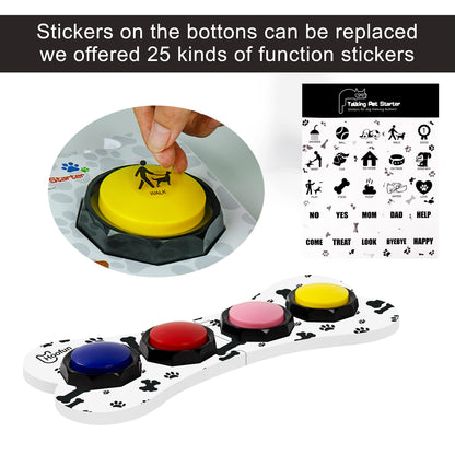 WHATOOK Dog Buttons Communication for Cat Dog, Buzzer with Recording Function, 4-Pack Recordable Training Sound Pad for Dogs Kids Press for Interaction, Games to Communicate and Speak