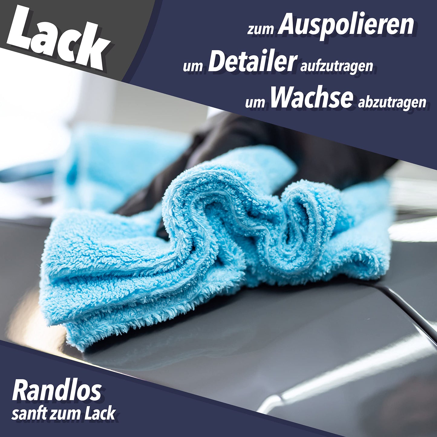 Detailmate Car Microfiber Towels 40x40 550GSM seamless & paint-safe | 10 x Car Care Microfiber Cloth for interior, paint, rims | Soft Cloth Cleaning Polishing Cloth