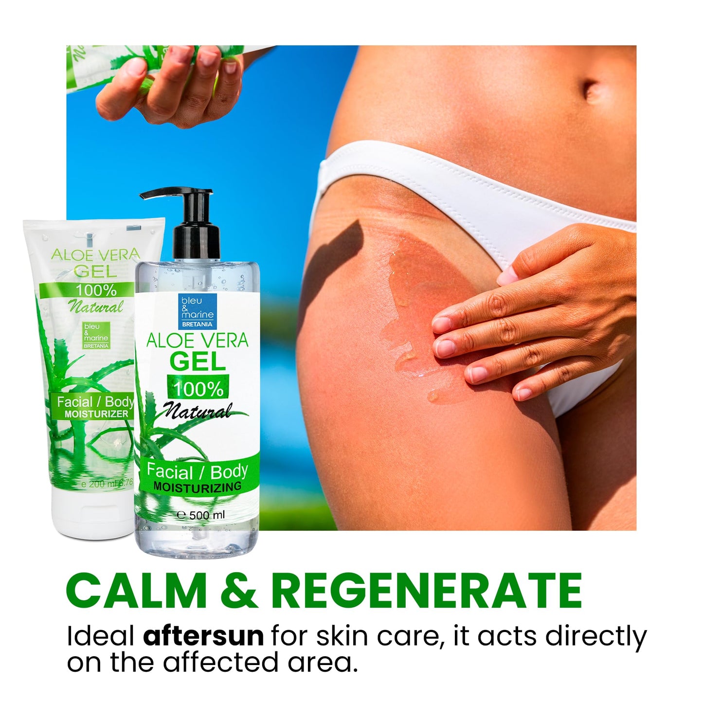 100% Natural Aloe Vera Gel, Canary Islands - Moisturizing & Soothing for Face, Body, Hair Mask, After Shave & Epilation - Reduction of Dark Spots - Pump Dispenser - 1000 ml