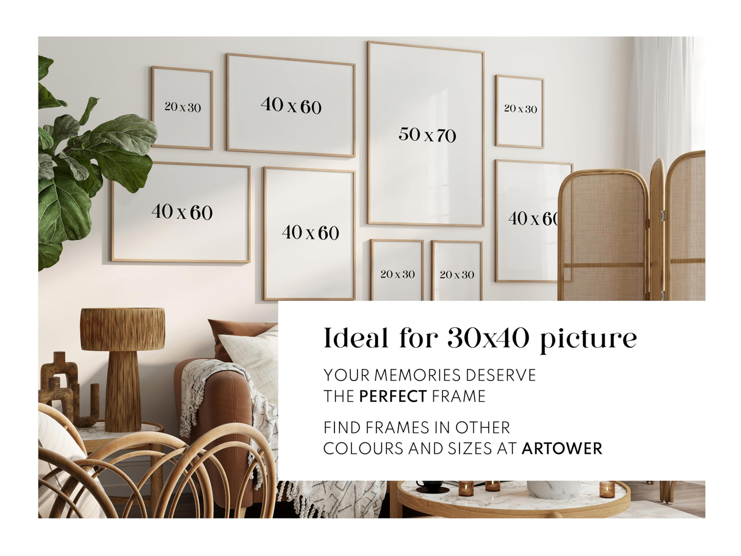 Artower picture frame for 30x40 cm | Natural oak wood | With shatterproof acrylic glass | Large photo frame | Oak Wood Picture Frame | Picture Frame Set