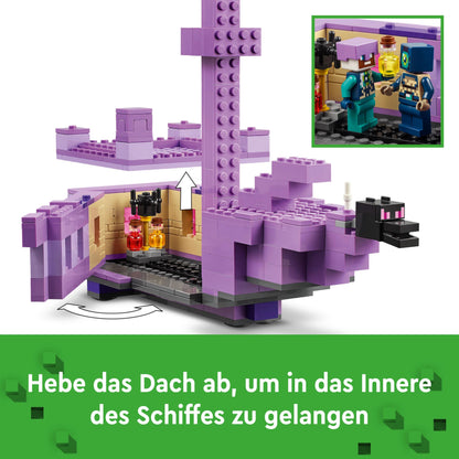 LEGO Minecraft The Ender Dragon and the End Ship - Interactive toy with boat, dragon, and 3 figures, including an Enderman - Creative gamer gift for boys & girls 8+ years old - 21264