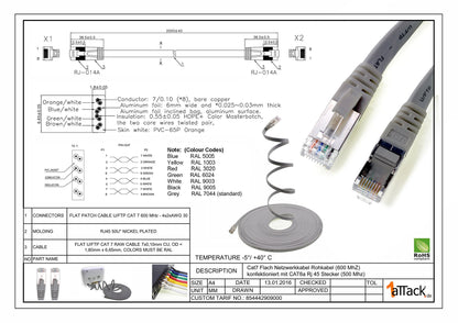 3.0m - 7 colors - 7 pieces CAT.7 Gigabit Ethernet LAN flat cable (RJ45) network cable raw cable (10Gbit/s) installation cable flat slim compatible with Cat.5 - Cat.5e - Cat.6.