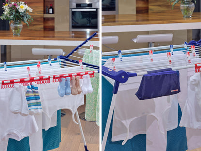 Leifheit Stand Dryer Pegasus 180 Solid Plus with stable base, clothes rack for long laundry, wing dryer for space-saving storage.