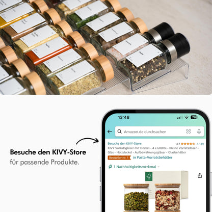 KIVY storage jars with airtight lid - 2 x 1.8L - For spaghetti, flour, cereals storage glass - Pasta jars with lid - Large spaghetti storage glass - Pasta jars with bamboo lid.