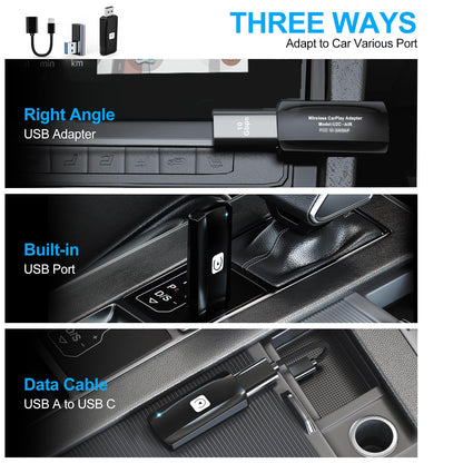 MSXTTLY Wireless Carplay Stick 2 IN 1 U2C-PP Carplay Wireless compatible with cars from 2015-2024, black. Plug and play.