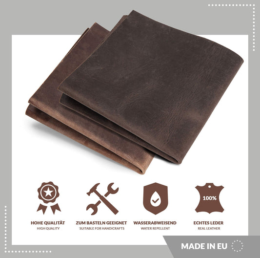 Cowhide in vintage and retro look | Brown | with pull-up effect, full-grain leather, thick leather, antique leather | leatherworking, crafting, covering, decor | leather pieces in various sizes | min. DIN A2