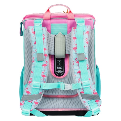 Baagl School Bag Set for Girls 5 Pieces - School Bag from 1st Grade - Elementary School Backpack with Chest Strap - Ergonomic School Backpack (Flamingo)