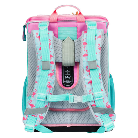 Baagl School Bag Set for Girls 5 Pieces - School Bag from 1st Grade - Elementary School Backpack with Chest Strap - Ergonomic School Backpack (Flamingo)