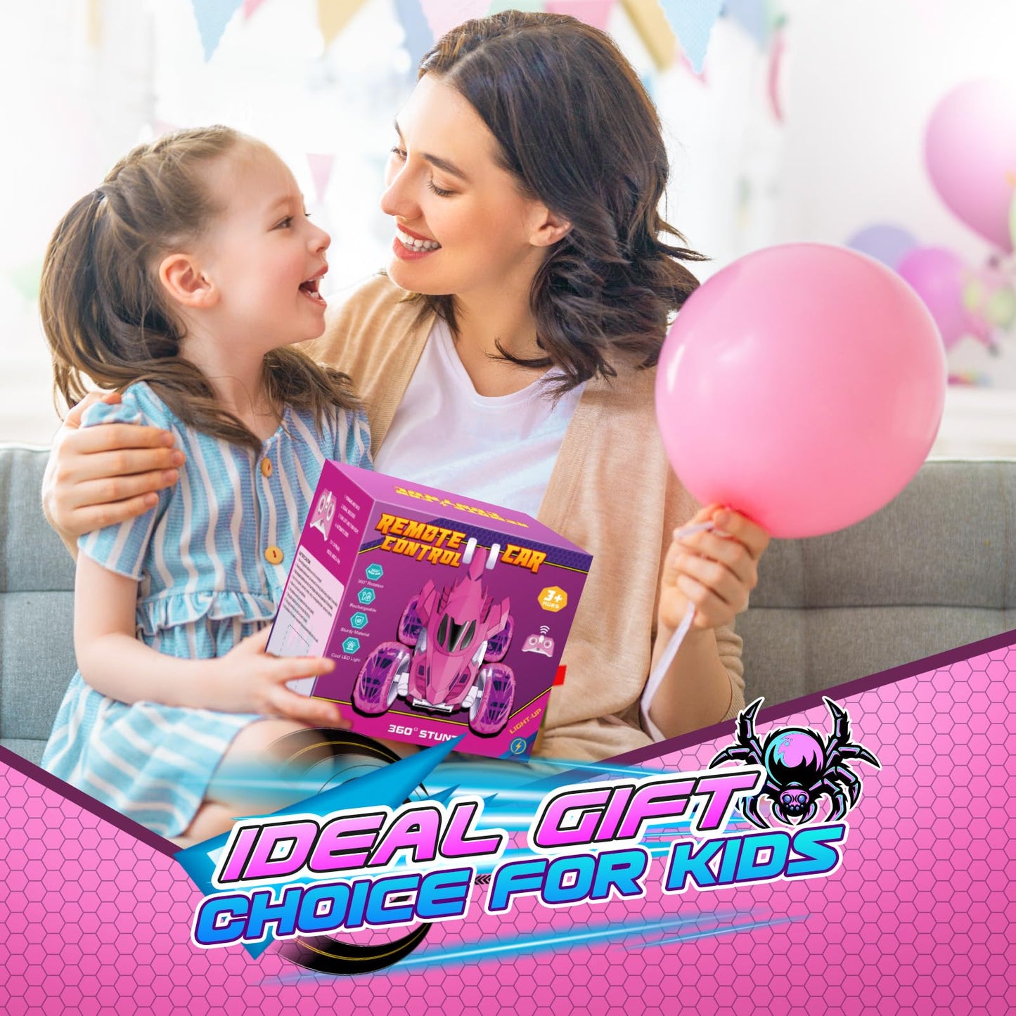 Dreamlandia remote control car for ages 3-9, gift for girls 3-10 years old. RC car monster truck game for ages 3-6. Easter gifts for kids.