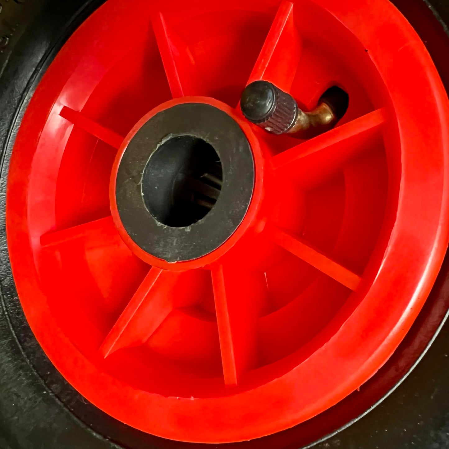 TMV24® 2x Hand Truck Wheel Pneumatic Tire 3.00-4, 260x85 with Tube & Wheel for 2cm Ø Axle Hand Truck Cart Air Tire Spare Wheel Ball Bearing Wheelbarrow Wheel Angle Valve Black/Red