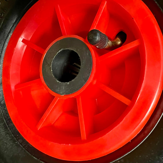 TMV24® 2x Hand Truck Wheel Pneumatic Tire 3.00-4, 260x85 with Tube & Wheel for 2cm Ø Axle Hand Truck Cart Air Tire Spare Wheel Ball Bearing Wheelbarrow Wheel Angle Valve Black/Red