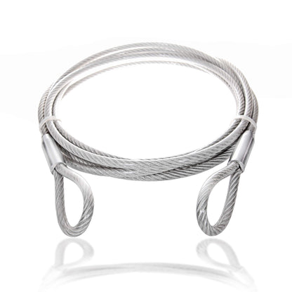 Wire ropes 24 Steel cable coated with eyelets, steel cable with loops, loop cable - theft protection for garden furniture, patio furniture, bicycle | Thickness: 4mm (3 to 4) | Length: 20m