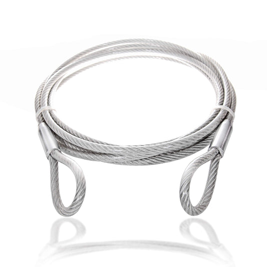Wire ropes 24 Steel cable coated with eyelets, steel cable with loops, loop cable - theft protection for garden furniture, patio furniture, bicycle | Thickness: 4mm (3 to 4) | Length: 20m