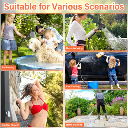 Rsaoty Camping Shower with Pump, 3000mAh Camping Shower Battery, Mobile Showers Outdoor Showers with 20L Foldable Bucket, Shower Head and 2M Hose, for Garden, Beach, Pet, Car Washing, Travel.