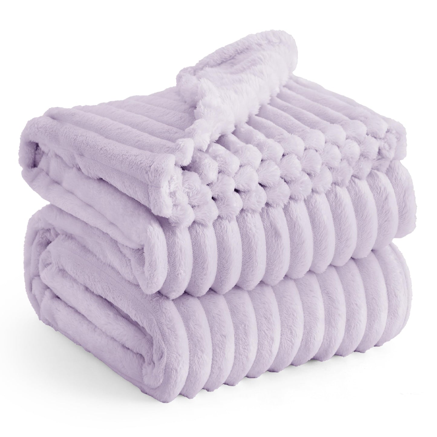 BEDSURE Cozy Blanket 220x240 - Bedspread, Wool Blanket & Fleece Blanket, Sofa Throw, Soft Warm Thick Cord Blanket for Room Decor, Living & Snuggle Blankets, XXL Large Cover, Lavender, 220 x 240 cm