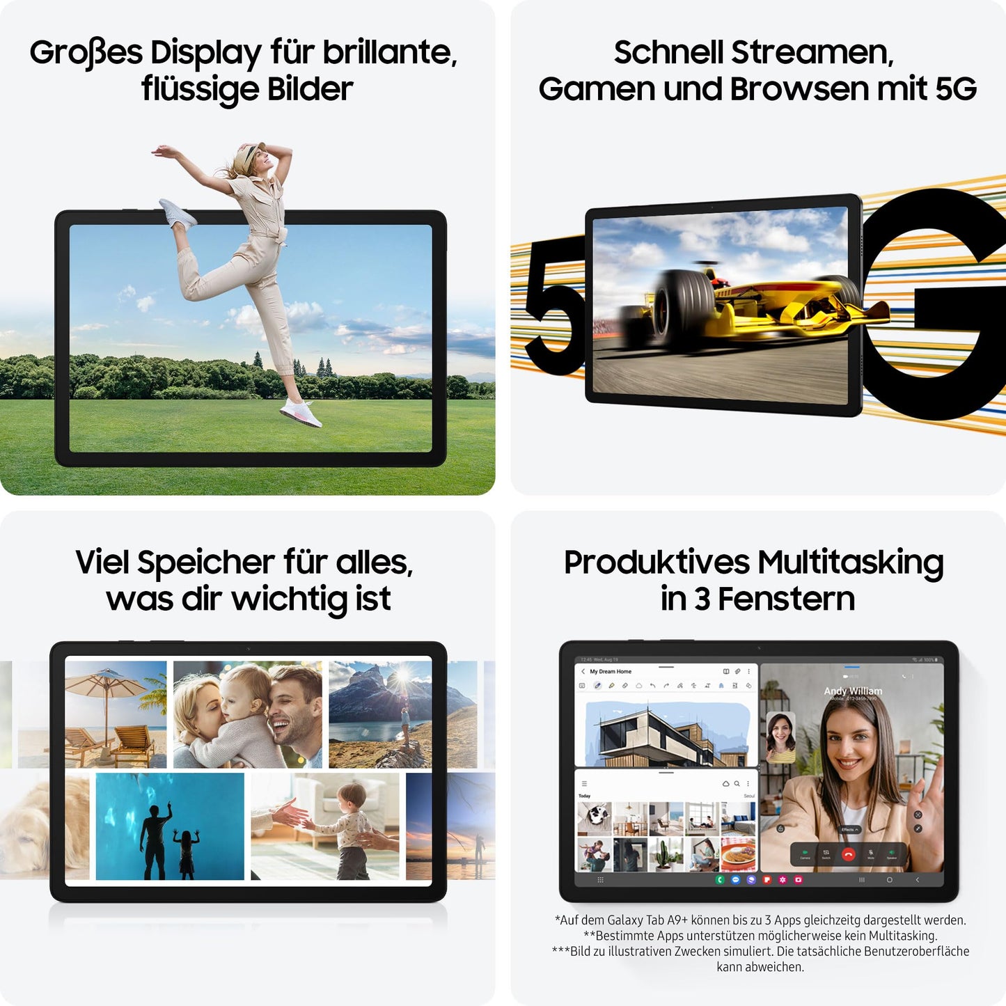 Samsung Galaxy Tab A9+ Wi-Fi Android Tablet, 64GB storage, large display, 3D sound, unlocked, silver, includes 3-year manufacturer's warranty [Exclusive to Amazon]