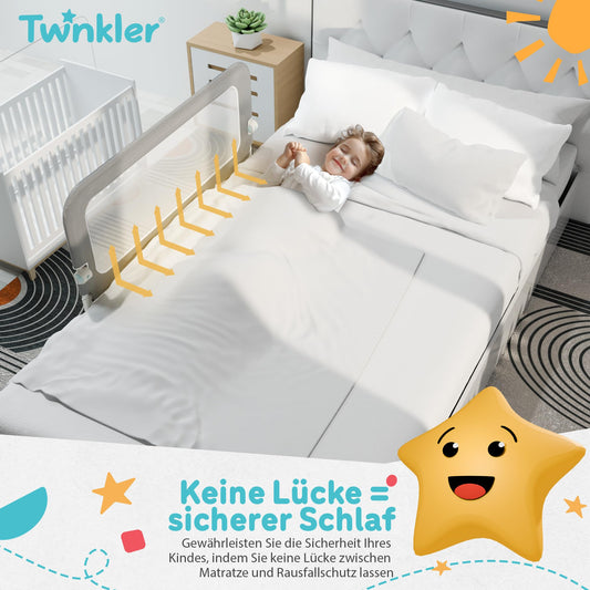 Twinkler Bed Guardrail - 150 cm Guardrail - Bedrail Guard for Kids - Kids Bed Rail - Bed Rail for Children - Child Bed Guardrail