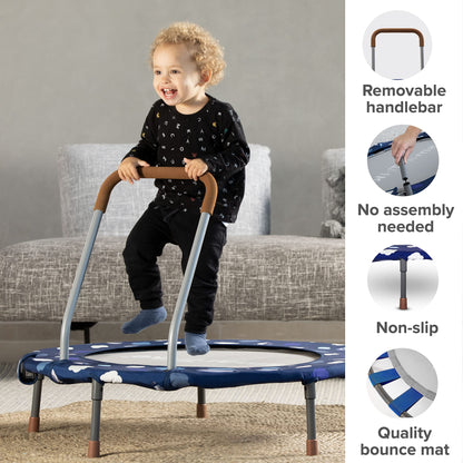 smarTrike Indoor Toddler Trampoline with Handle, Foldable Kids Trampoline, 1-5 Years (Ball Pit and Trampoline, Navy)