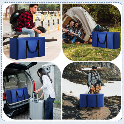 Dntorx 4 Pieces 120L Large Storage Bag, Oxford Heavy-Duty Moving Bags with Zipper Handle Moving Box Large Travel Bag Tote Bag for Comforters Clothes Bedding (Blue)