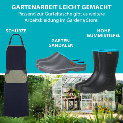GARDENA Unisex garden belt for garden tools. Unisex tool belt for women & men. Garden bag made of recycled polyester. Adjustable size & water-resistant. For garden tools & phone.