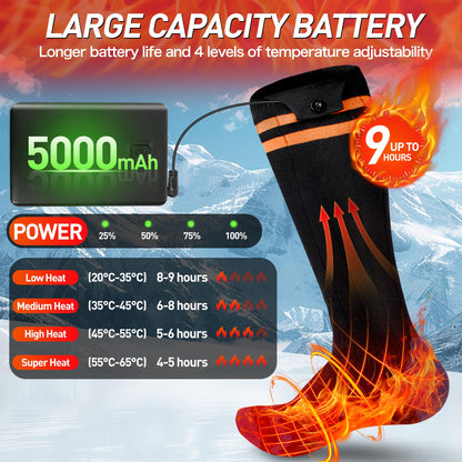 LanBlu Heated Socks for Women with App Control, 5000mAh Heated Socks with Battery, 4 Adjustable Heat Levels Heated Socks for Men, Washable Heated Socks for Skiing Cycling Camping