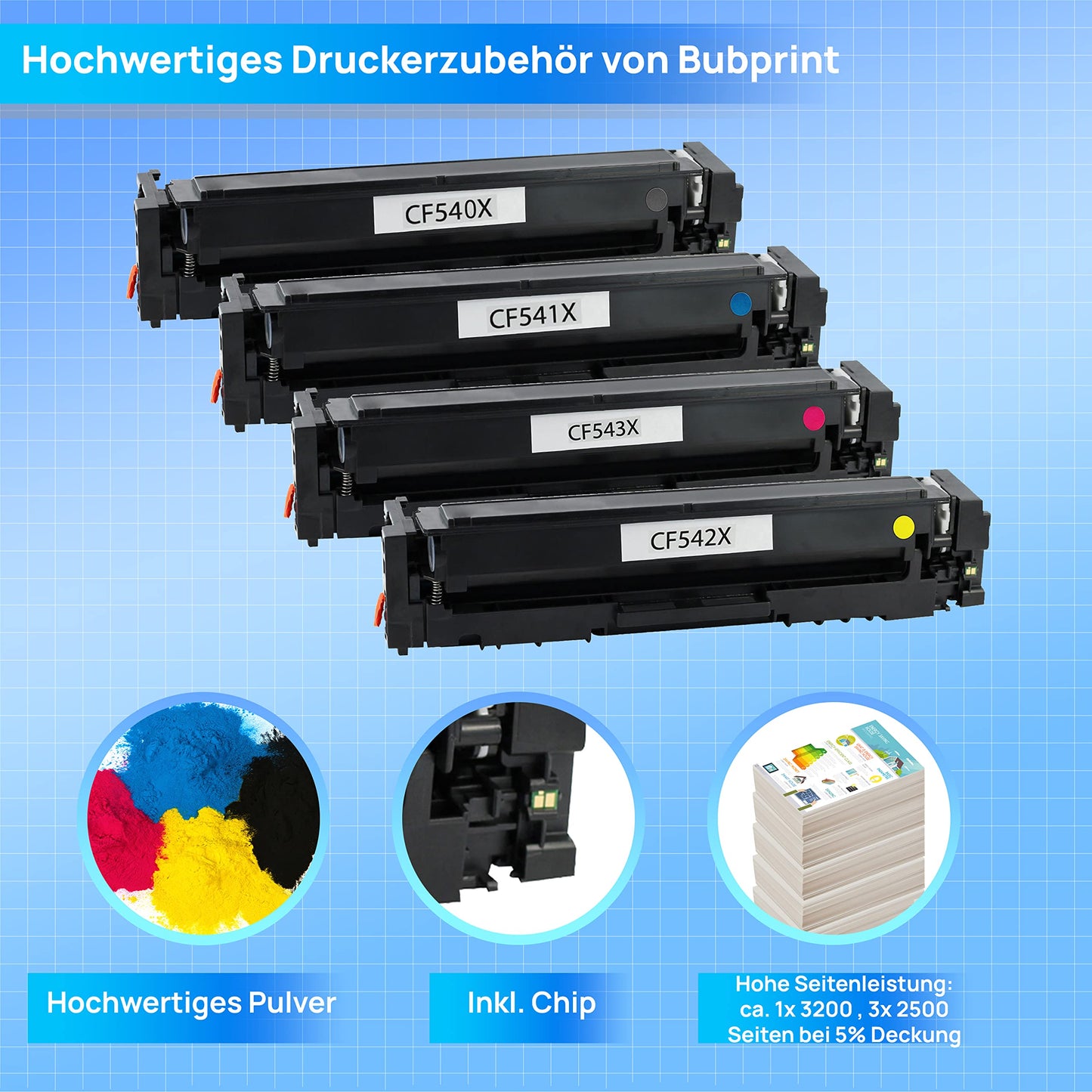 Bubprint 4-Pack toner compatible as replacement for HP 203x 203a HP Color Laserjet Pro MFP M281fdw M254dw M254nw M254dnw M280nw M281fdn M281fw, m281fdw toner