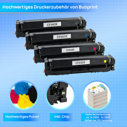 Bubprint 4-Pack toner compatible as replacement for HP 203x 203a HP Color Laserjet Pro MFP M281fdw M254dw M254nw M254dnw M280nw M281fdn M281fw, m281fdw toner