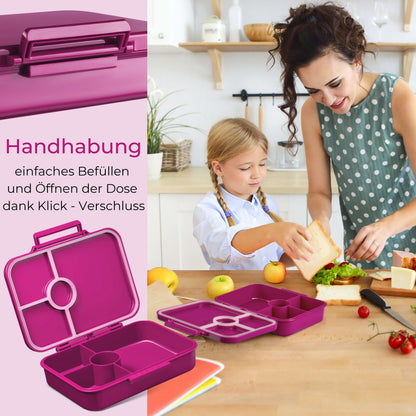 My Vesperbox - Bia - Bento Box Children - NEW - REINFORCED LOCKS - Leak-proof & BPA free - extremely durable - Lunchbox - ideal for kindergarten and school... (Purple - Rainbow)