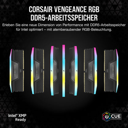 Corsair VENGEANCE RGB DDR5 RAM 32GB (2x16GB) 6000MHz CL36 Intel XMP iCUE Compatible Computer Memory - Black (CMH32GX5M2E6000C36)