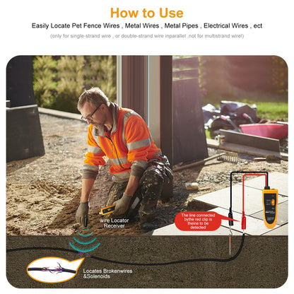 Kolsol F02 underground cable locator, cable locator with headphones, cable tester for pet fence cables, buried cables, irrigation control wires.