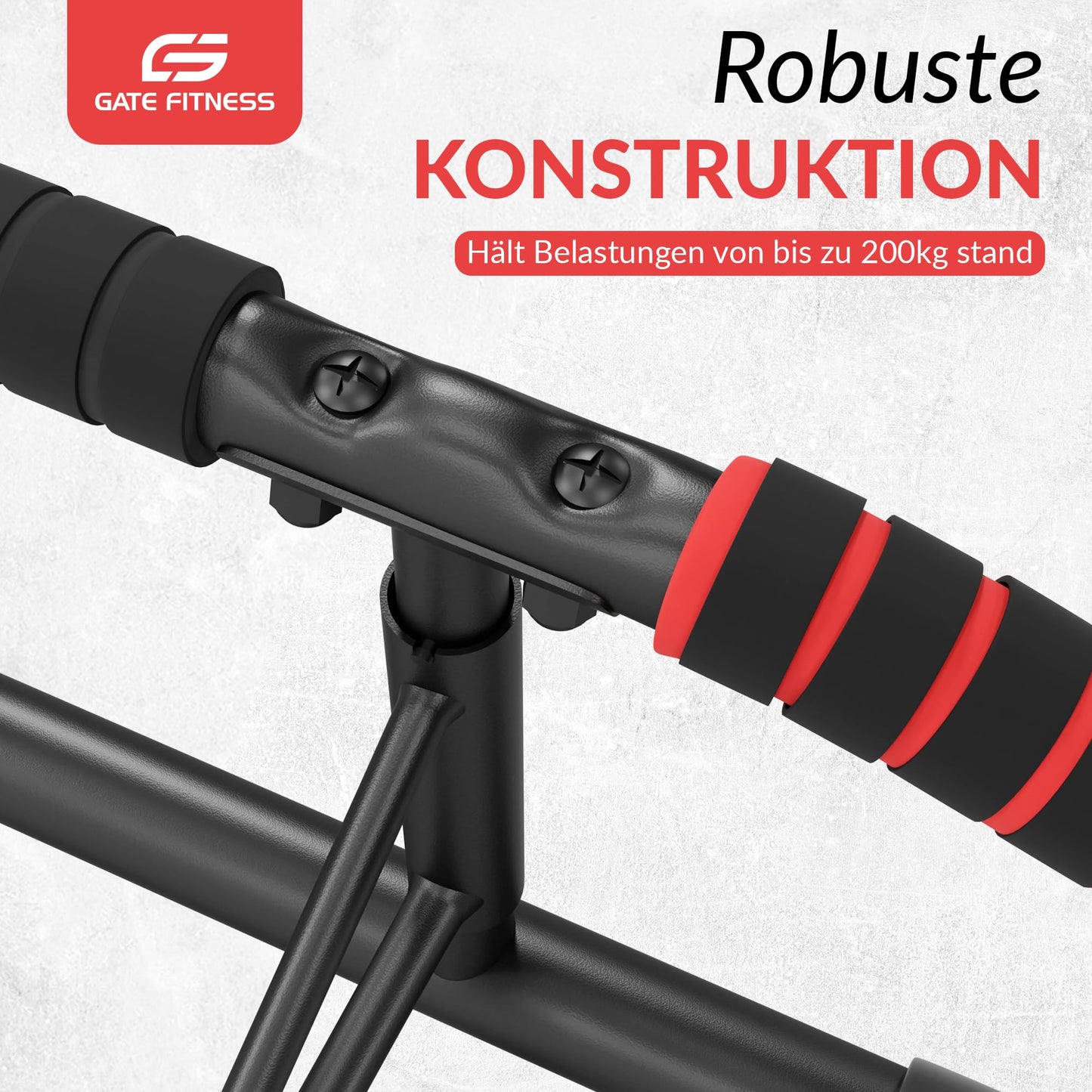 GATE FITNESS™ Pull Up Bar/Chin-Up Bar for Door Frames - Perfect Home Strength Station - No Screws | Foldable Home Trainer - includes Pull Up Band + Suspension Trainer + Training Poster