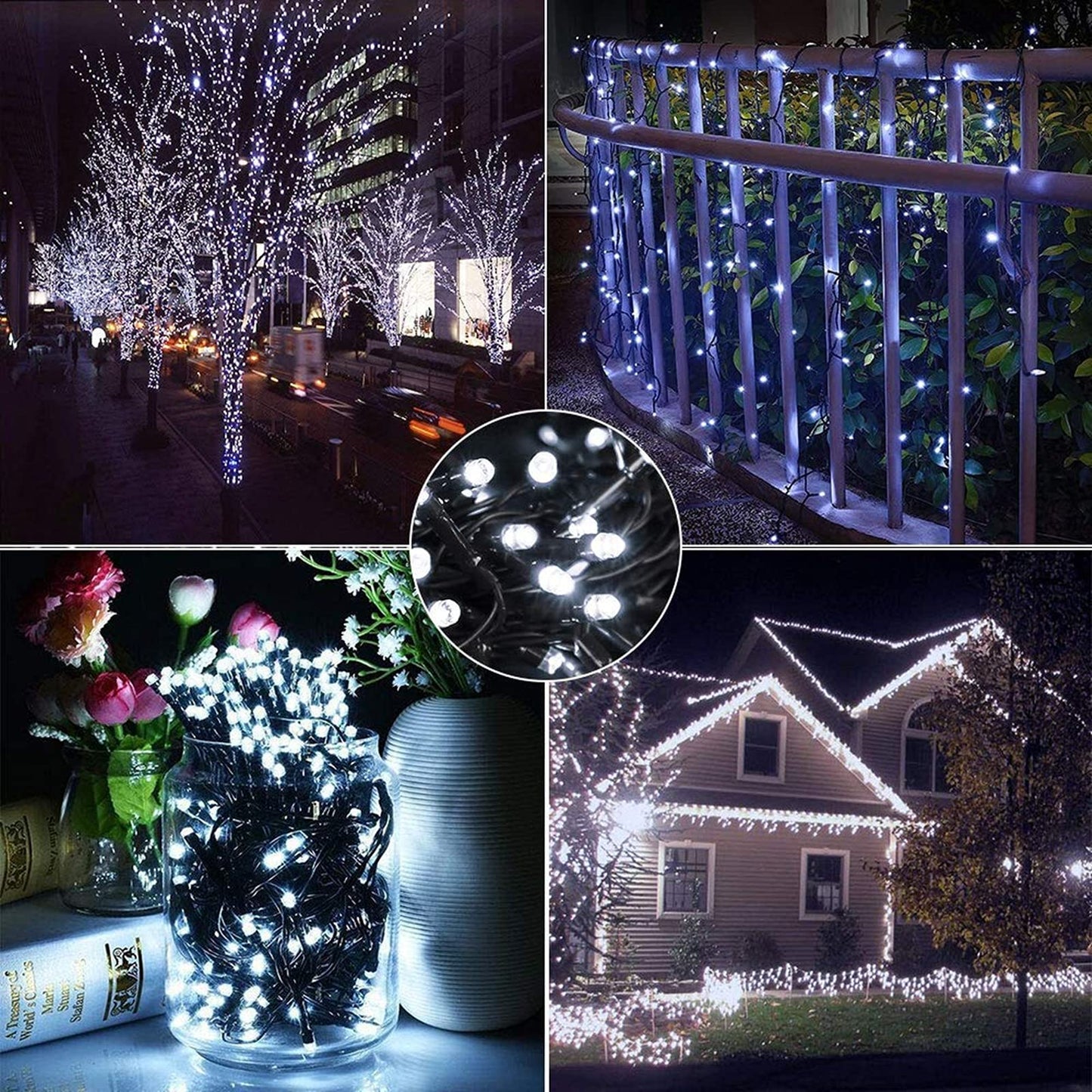 BrizLabs Christmas String Lights Outdoor, 20M 200 LED Outdoor String Lights Electric Christmas Lights Indoor with 8 Modes Waterproof for Room Tree Party Garden Balcony Wedding Celebration Decoration, Cool White