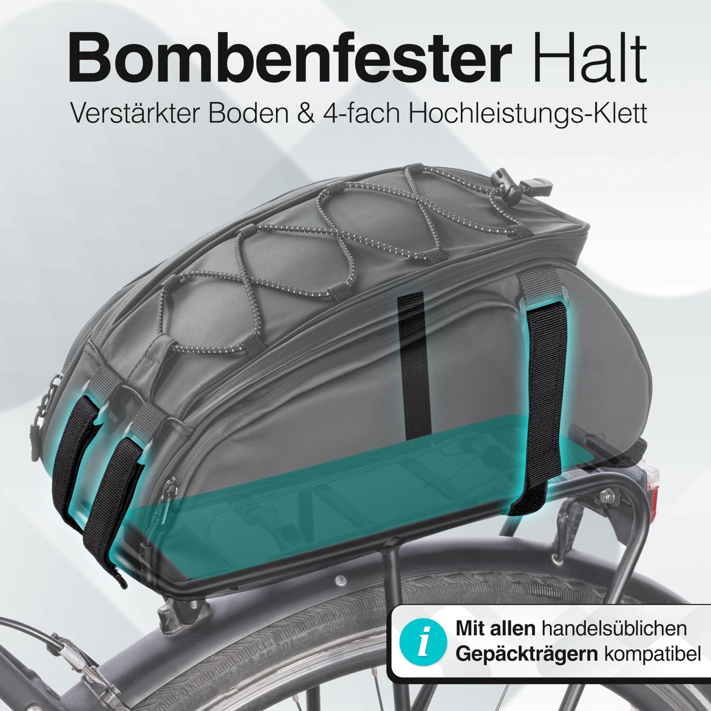 Valkental - 3in1 bike bag for luggage rack with cooling function - 10L volume - Insulating luggage rack bag with backpack function - Waterproof & Reflective