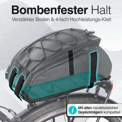 Valkental - 3in1 bike bag for luggage rack with cooling function - 10L volume - Insulating luggage rack bag with backpack function - Waterproof & Reflective