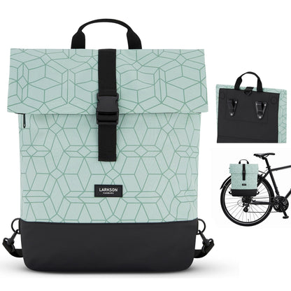 LARKSON Bike Bags for Rack Women & Men Mint - Tammo Bike - 2 in 1 Bicycle Bag Backpack & Rear Rack Bag - Water Resistant