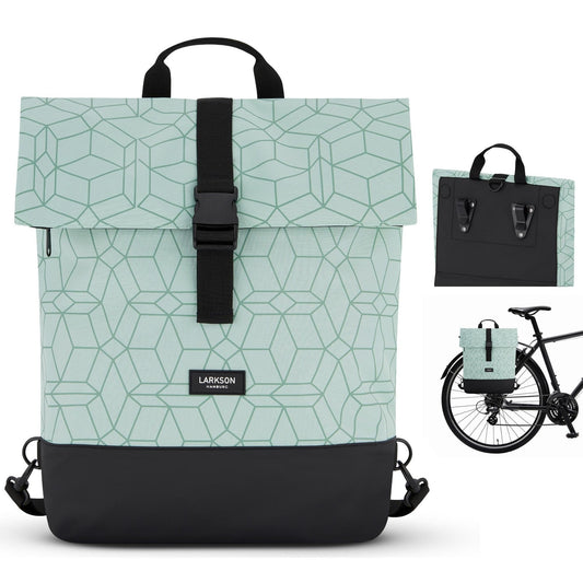 LARKSON Bike Bags for Rack Women & Men Mint - Tammo Bike - 2 in 1 Bicycle Bag Backpack & Rear Rack Bag - Water Resistant