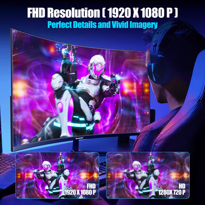 Gawfolk 27-inch Curved Gaming Monitor 165Hz/180Hz, PC screen Full HD 1080P, Frameless 1800R Computer monitor with FreeSync and Eye Care Technology, supports VESA.