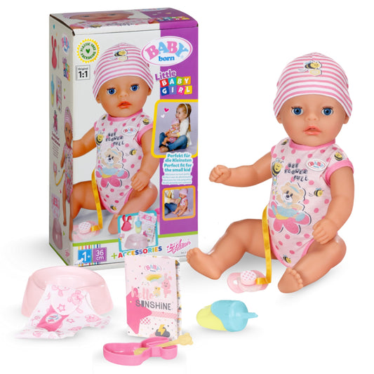 BABY born Lena 36cm, baby doll with 7 functions for toddlers aged 1 year and up, battery-free operation, 36 cm in size, black.